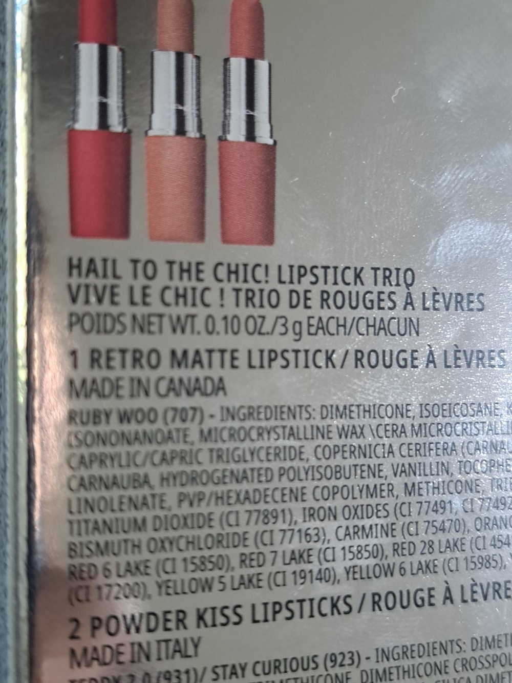 MAC Cosmetics Hail to the Chic Lipstick Trio - Nude, Red, Pink 3-pc Set Full Sz - Picture 12 of 14
